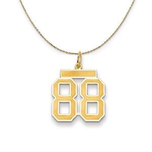 14k Yellow Gold, Jersey, Med Number 88 Necklace - 22 Inch